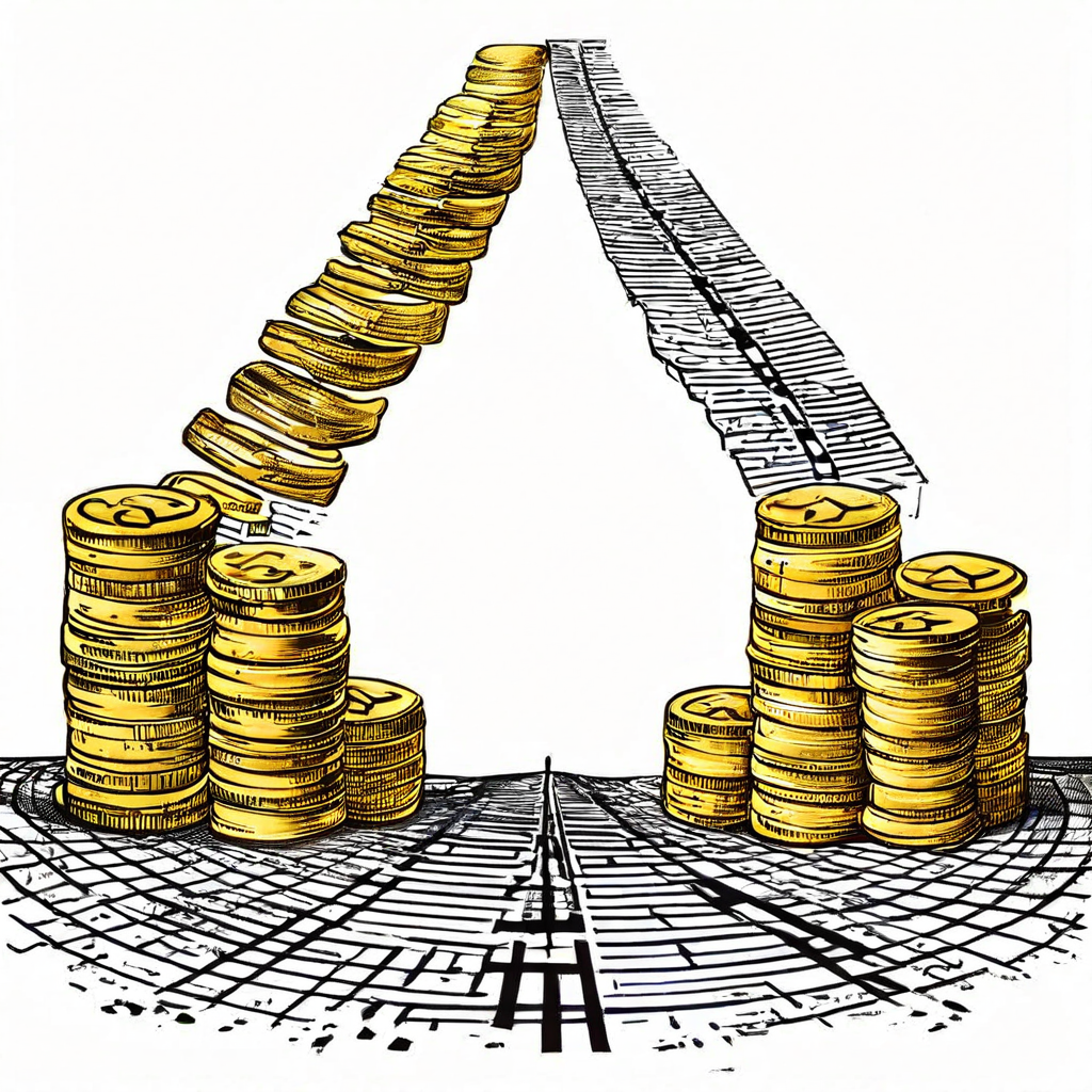 파란색 그래프에 길게 뻗은 도로와 작아지는 동전 더미가 나란히 그려져, 주행 거리 증가와 보조금 감소를 대비한 모습입니다.