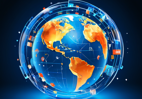 지구본을 감싼 비자와 마스터카드 로고가 돋보이며 배경에는 다양한 결제 네트워크 상징이 희미하게 펼쳐진 모습이다.