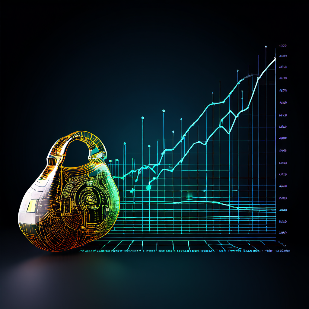 파란색 그래프의 하락하는 비용 추세선 위에 지문 스캔 아이콘이 놓여 있고, 우측에는 생체인식 진행에 따라 작