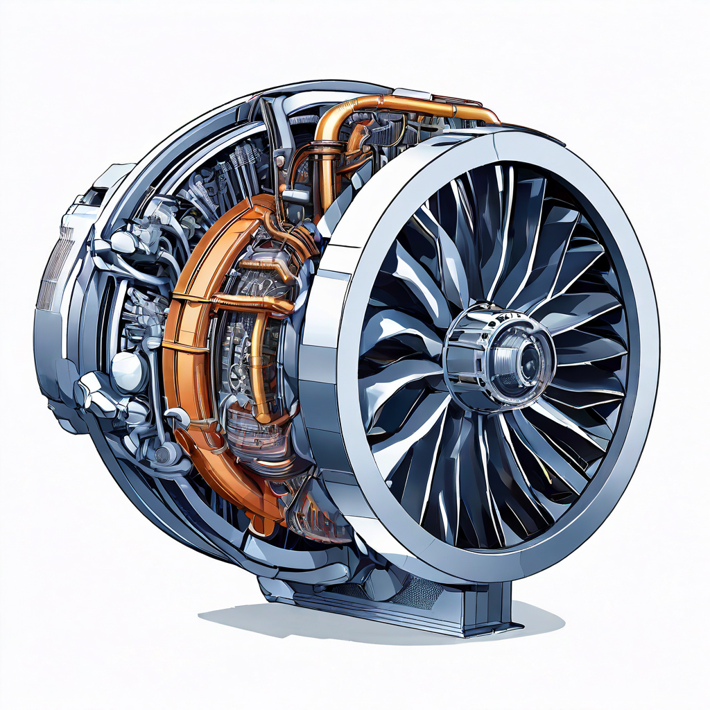 터보차저의 작동 원리를 보여주는 단면도로, 배기가스가 터빈을 회전시켜 압축기 휠을 구동하고 고밀도 공기를 엔진 흡기구로 강제 주입하는 과정을 설명합니다.